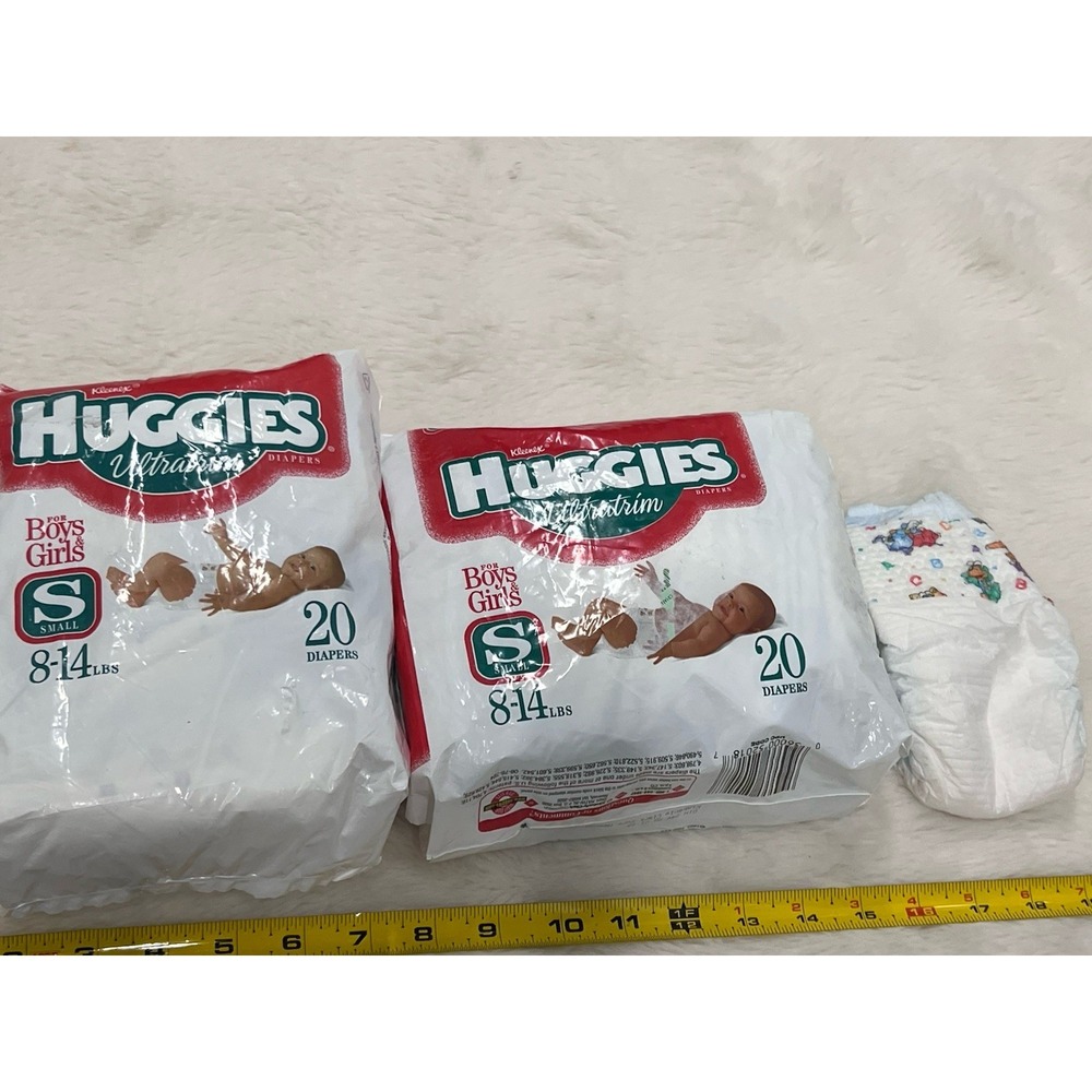 Vintage 1992 Huggies Ultra Trim Diapers with Leak Lock, Size 1, 40 ct - Opened